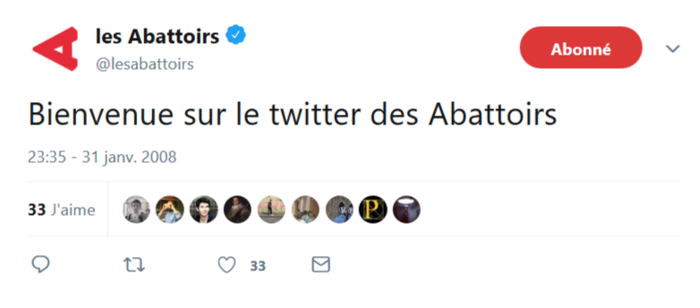 Premier Tweet des Abattoirs de Toulouse
